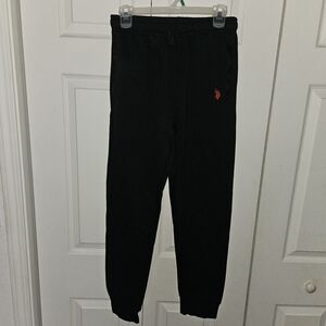 U.S. Polo Assn. Black Sweatpants with Red Pony Logo